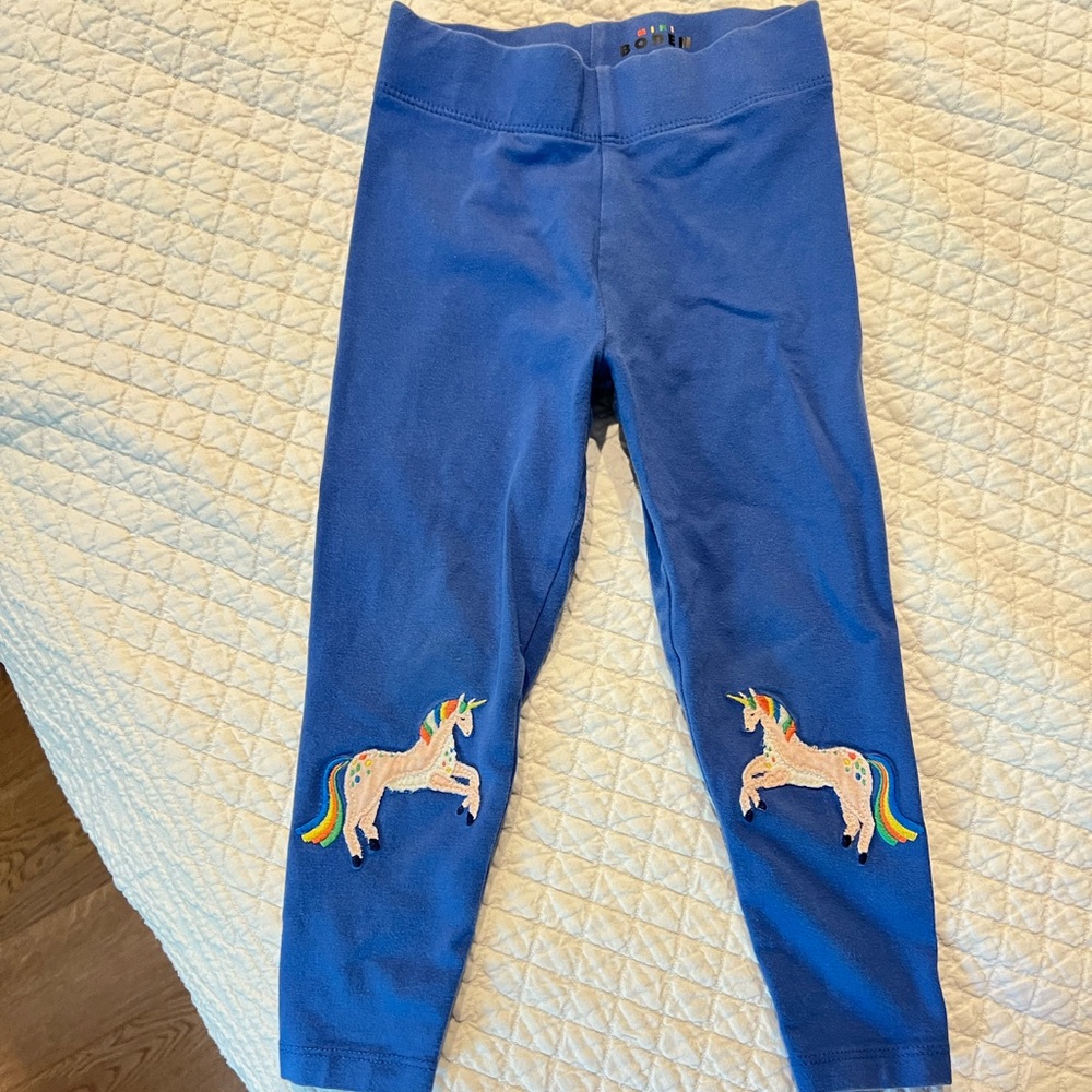 Mini Boden Blue Unicorn appliqué Leggings